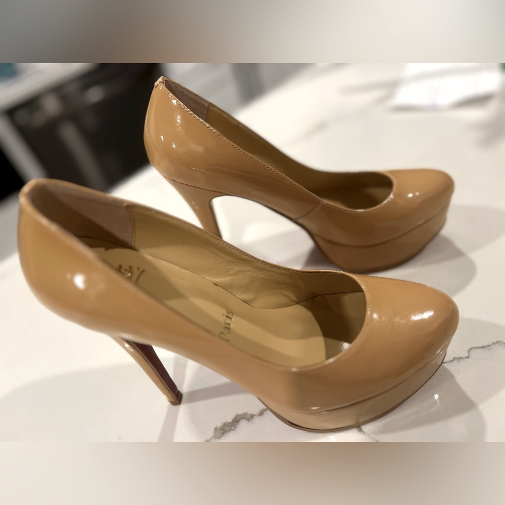 CHRISTIAN LOUBOUTIN BIANCA 120 NUDE PLATFORM STILETTO HEEL PUMPS - Picture 3 of 11